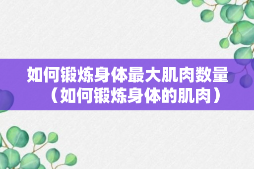 如何锻炼身体最大肌肉数量（如何锻炼身体的肌肉）