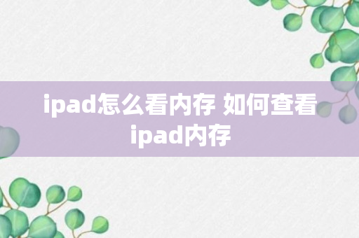 ipad怎么看内存 如何查看ipad内存