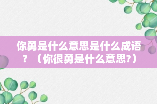 你勇是什么意思是什么成语？（你很勇是什么意思?）