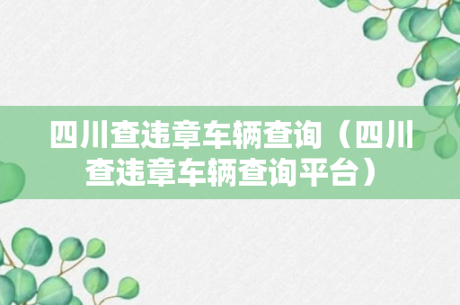 四川查违章车辆查询（四川查违章车辆查询平台）