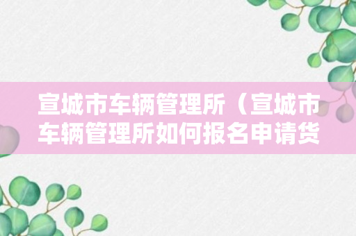 宣城市车辆管理所（宣城市车辆管理所如何报名申请货车从业资格证）