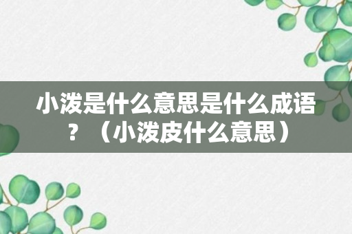 小泼是什么意思是什么成语？（小泼皮什么意思）