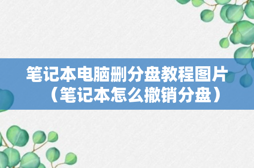 笔记本电脑删分盘教程图片（笔记本怎么撤销分盘）