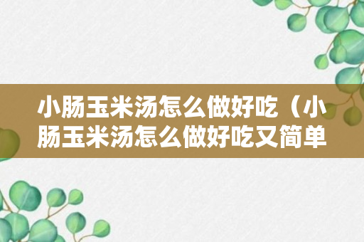 小肠玉米汤怎么做好吃（小肠玉米汤怎么做好吃又简单）