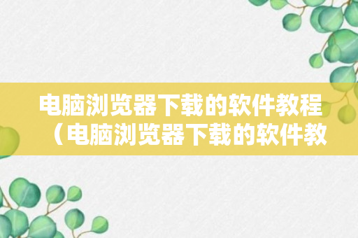 电脑浏览器下载的软件教程（电脑浏览器下载的软件教程在哪）