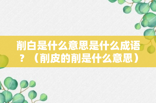 削白是什么意思是什么成语？（削皮的削是什么意思）