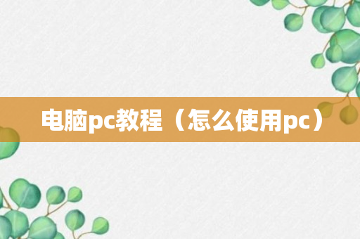 电脑pc教程（怎么使用pc）