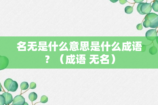 名无是什么意思是什么成语？（成语 无名）