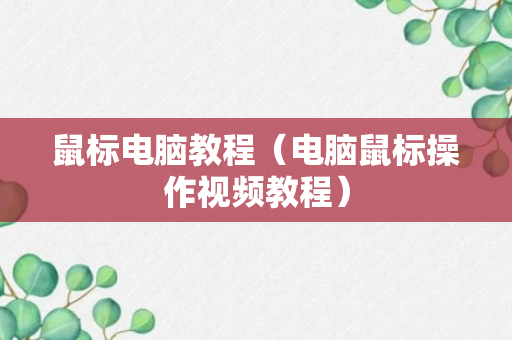 鼠标电脑教程（电脑鼠标操作视频教程）