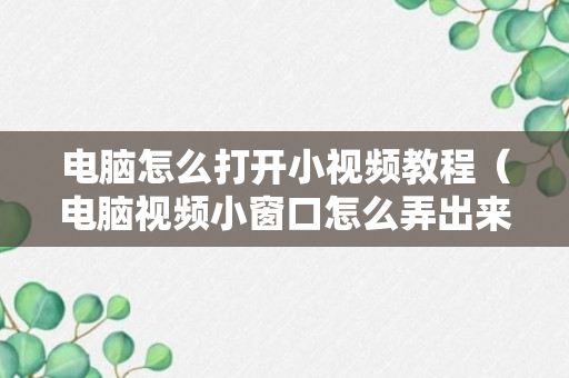 电脑怎么打开小视频教程（电脑视频小窗口怎么弄出来）