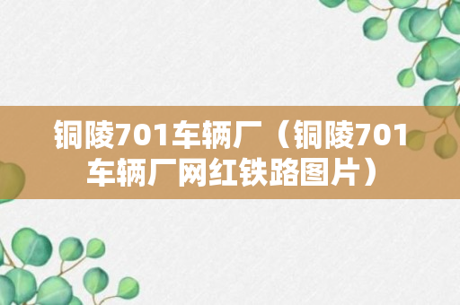 铜陵701车辆厂（铜陵701车辆厂网红铁路图片）