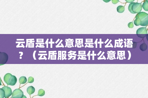 云盾是什么意思是什么成语？（云盾服务是什么意思）