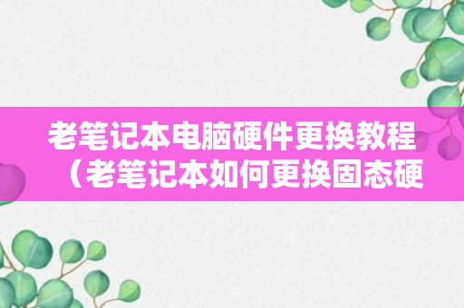 老笔记本电脑硬件更换教程（老笔记本如何更换固态硬盘）