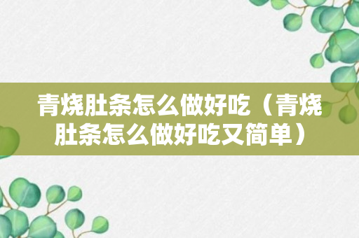 青烧肚条怎么做好吃（青烧肚条怎么做好吃又简单）