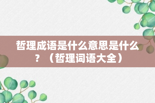 哲理成语是什么意思是什么？（哲理词语大全）