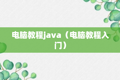 电脑教程java（电脑教程入门）