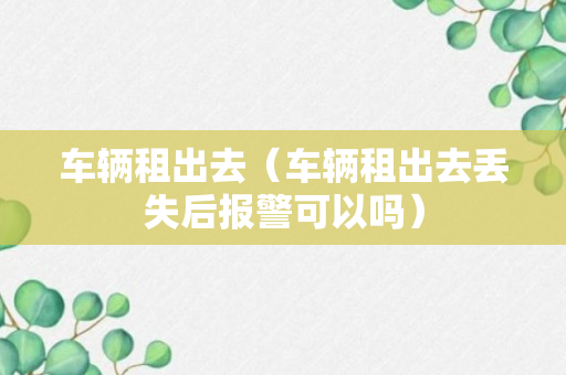 车辆租出去（车辆租出去丢失后报警可以吗）