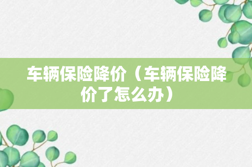 车辆保险降价（车辆保险降价了怎么办）