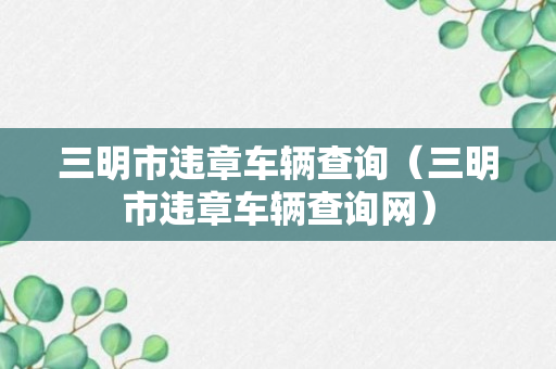 三明市违章车辆查询（三明市违章车辆查询网）