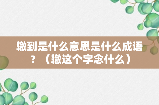 辙到是什么意思是什么成语？（辙这个字念什么）