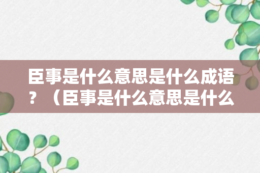 臣事是什么意思是什么成语？（臣事是什么意思是什么成语解释）