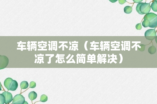 车辆空调不凉（车辆空调不凉了怎么简单解决）