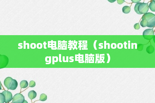 shoot电脑教程（shootingplus电脑版）