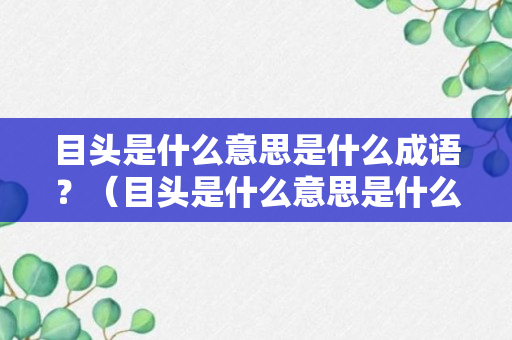 目头是什么意思是什么成语？（目头是什么意思是什么成语怎么说）