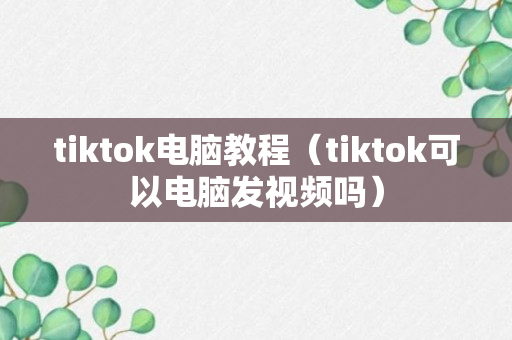 tiktok电脑教程（tiktok可以电脑发视频吗）