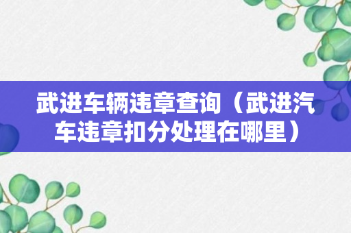 武进车辆违章查询（武进汽车违章扣分处理在哪里）