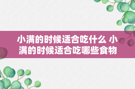 小满的时候适合吃什么 小满的时候适合吃哪些食物