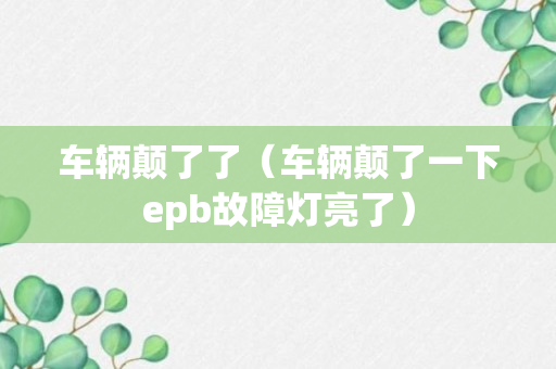 车辆颠了了（车辆颠了一下epb故障灯亮了）