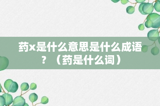 药x是什么意思是什么成语？（药是什么词）