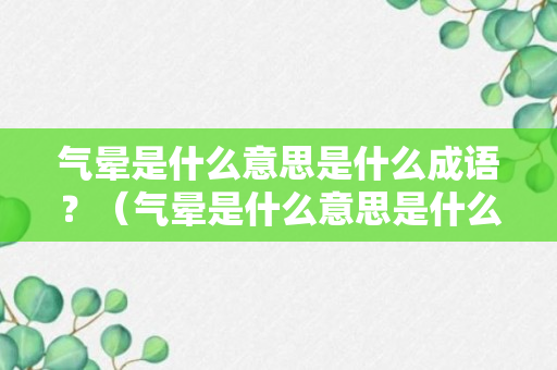 气晕是什么意思是什么成语？（气晕是什么意思是什么成语解释）