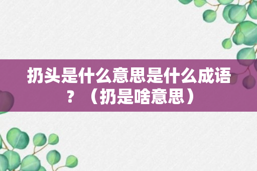 扔头是什么意思是什么成语？（扔是啥意思）