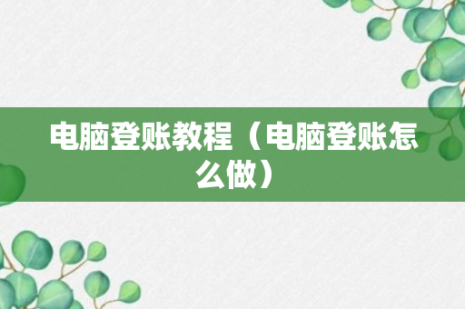 电脑登账教程（电脑登账怎么做）