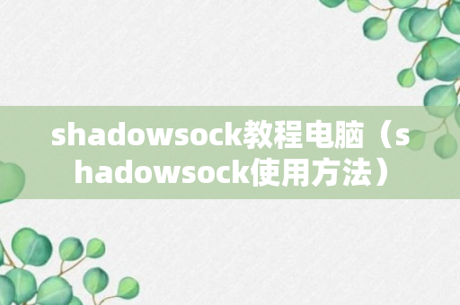 shadowsock教程电脑（shadowsock使用方法）