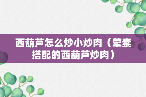 西葫芦怎么炒小炒肉（荤素搭配的西葫芦炒肉）