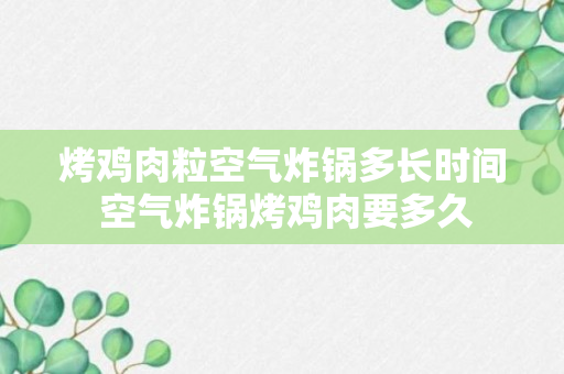 烤鸡肉粒空气炸锅多长时间 空气炸锅烤鸡肉要多久