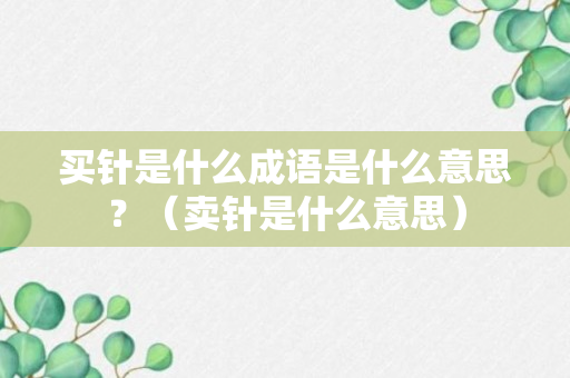 买针是什么成语是什么意思？（卖针是什么意思）