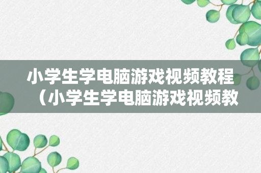 小学生学电脑游戏视频教程（小学生学电脑游戏视频教程大全）