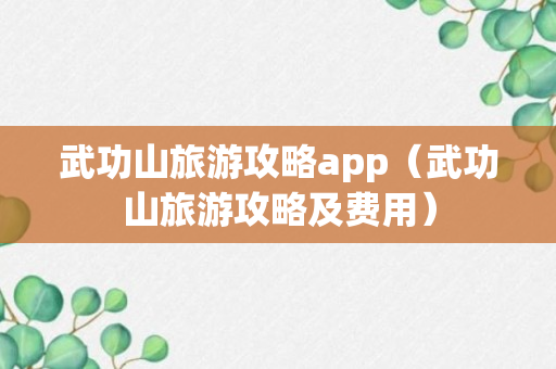 武功山旅游攻略app（武功山旅游攻略及费用）