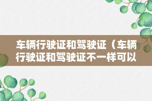 车辆行驶证和驾驶证（车辆行驶证和驾驶证不一样可以申请货拉拉吗）