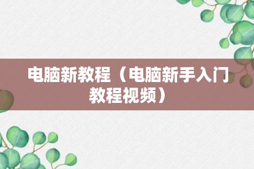 电脑新教程（电脑新手入门教程视频）