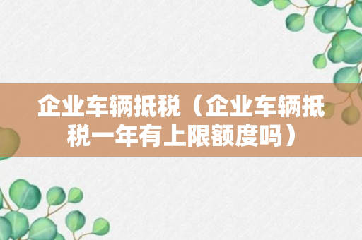 企业车辆抵税（企业车辆抵税一年有上限额度吗）