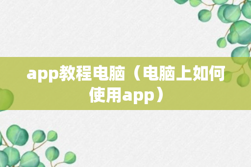 app教程电脑（电脑上如何使用app）