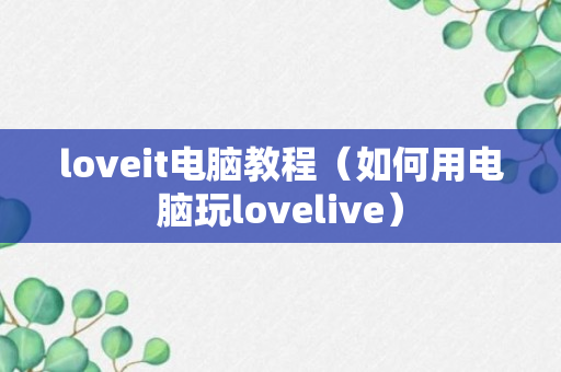 loveit电脑教程（如何用电脑玩lovelive）