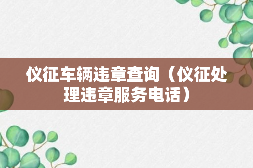 仪征车辆违章查询（仪征处理违章服务电话）