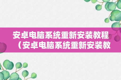 安卓电脑系统重新安装教程（安卓电脑系统重新安装教程图解）