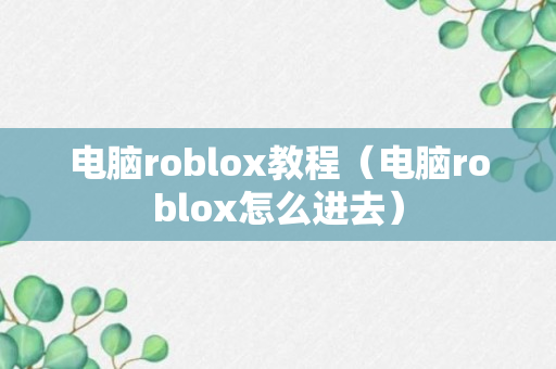 电脑roblox教程（电脑roblox怎么进去）